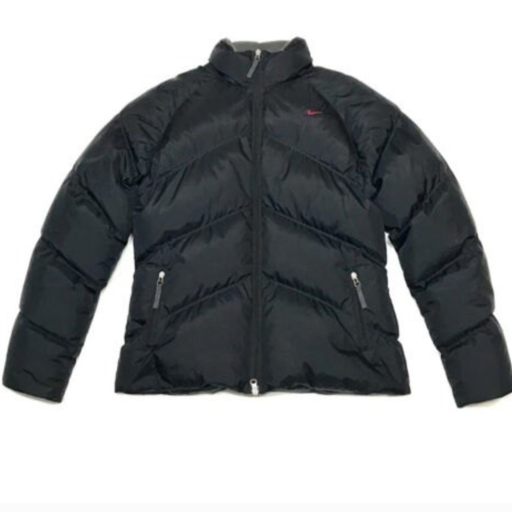 Nike Womens Duck Feathers Down Black Puffer Quilted Jacket Size XL